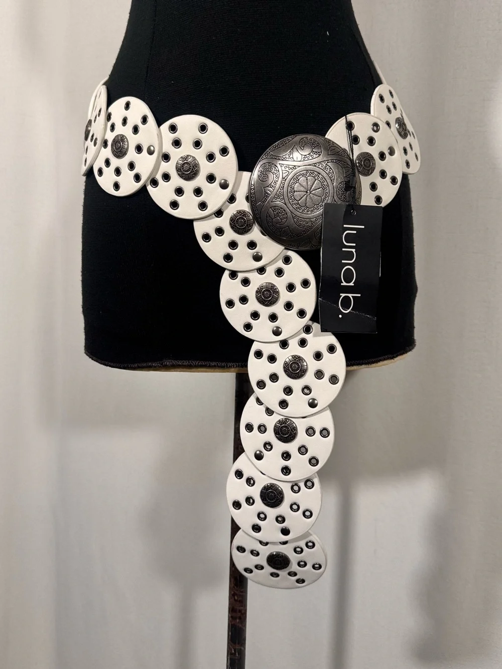 Luna B White Western Concho Belt